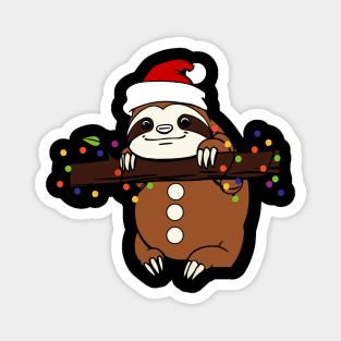 Cute Funny Sloth Santa Hat Christmas Lights Xmas Gift Magnet