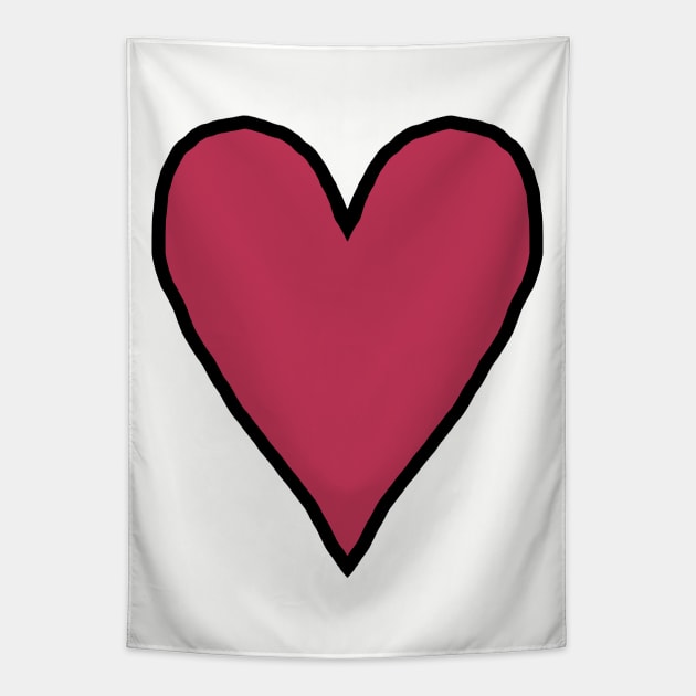 Viva Magenta Heart Line Drawing Pantone Color of the Year 2023 Tapestry by ellenhenryart