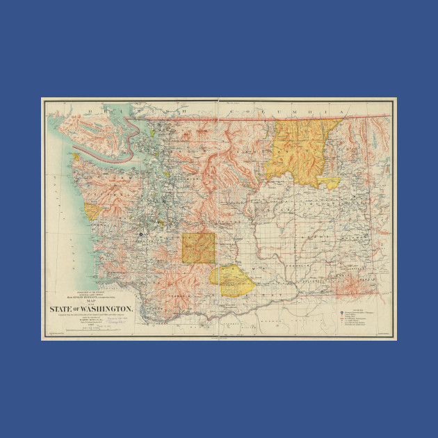 Vintage Map of Washington State (1897) - Washington State Map - T-Shirt