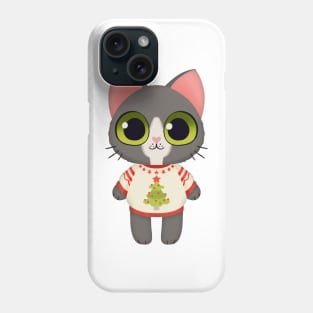 Holiday Grey and White Kitten Phone Case