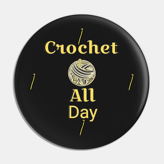 Crochet All Day Clock Pin by Fireflies2344