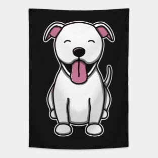 Cute White Pitbull Tapestry