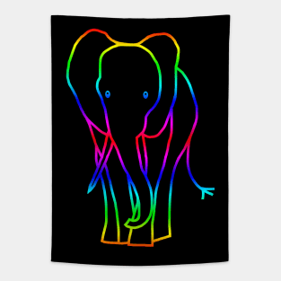 Rainbow Elephant Line Drawing Tapestry