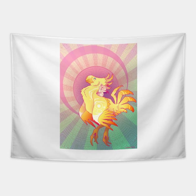 Chocobo Sunrise Tapestry by charamath