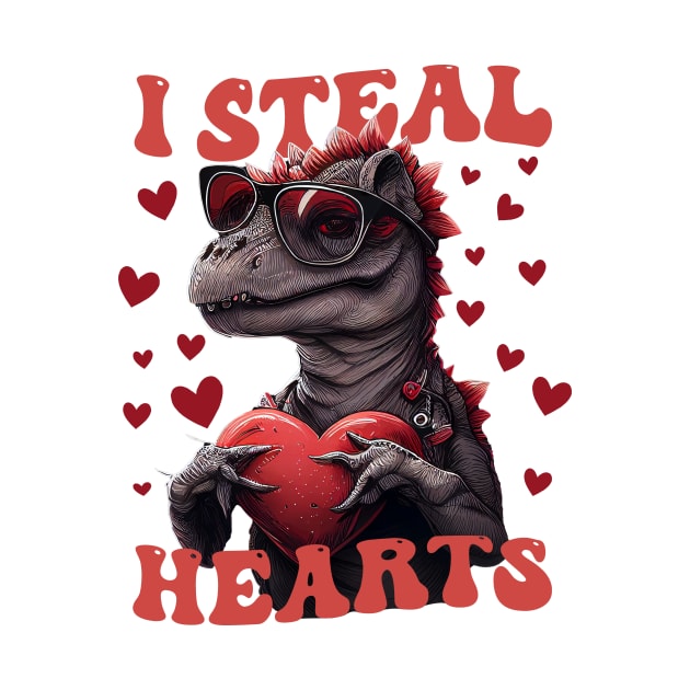 Heart Thief Dinosaur Valentine's Day by CHNSHIRT