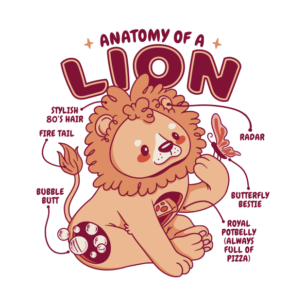 Anatomy Of A Lion Funny Cute Lion Design by UNDERGROUNDROOTS
