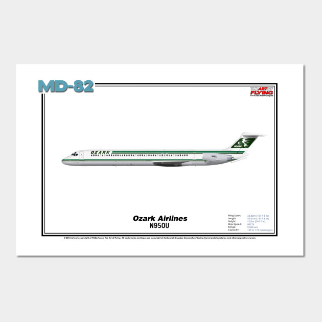 Disover McDonnell Douglas MD-82 - Ozark Airlines (Art Print) - Md82 - Posters and Art Prints