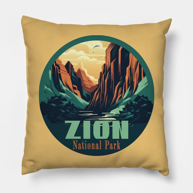 Zion National Park Pillow by GreenMary Design