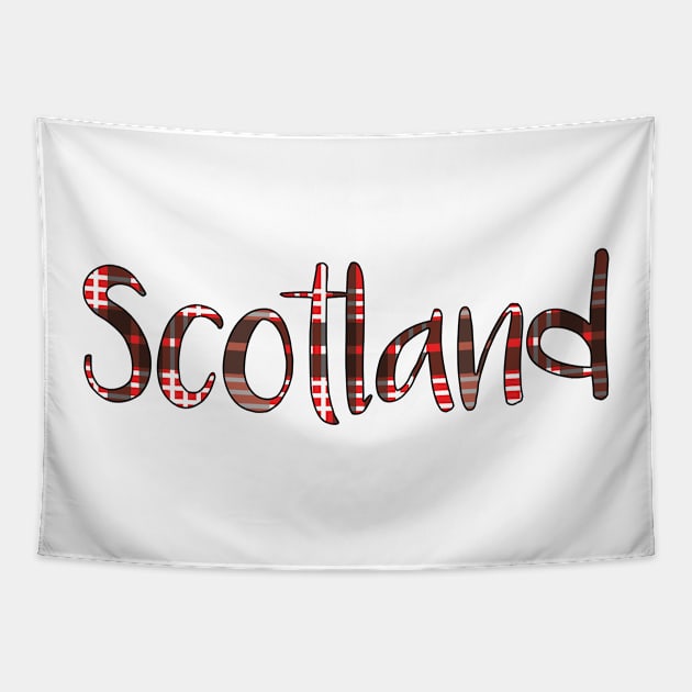 SCOTLAND, Red, Black and White Tartan Style Design Tapestry by MacPean