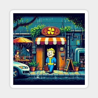 Pixel Art VaultBoy Tokyo City 2048 Magnet