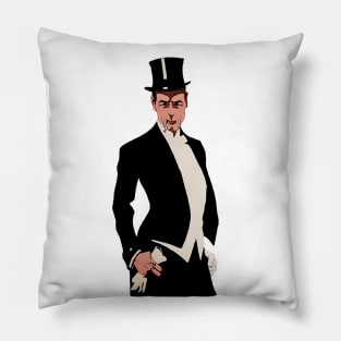 Man in top hat, smoking and wearing white gloves Pillow