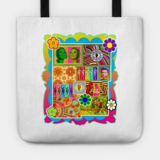 60s psychedelic collage Tote