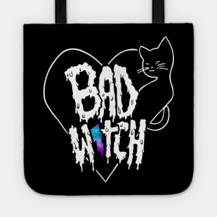 Bad Witch Galaxy Aesthetic Wiccan Halloween Black Cat Tote