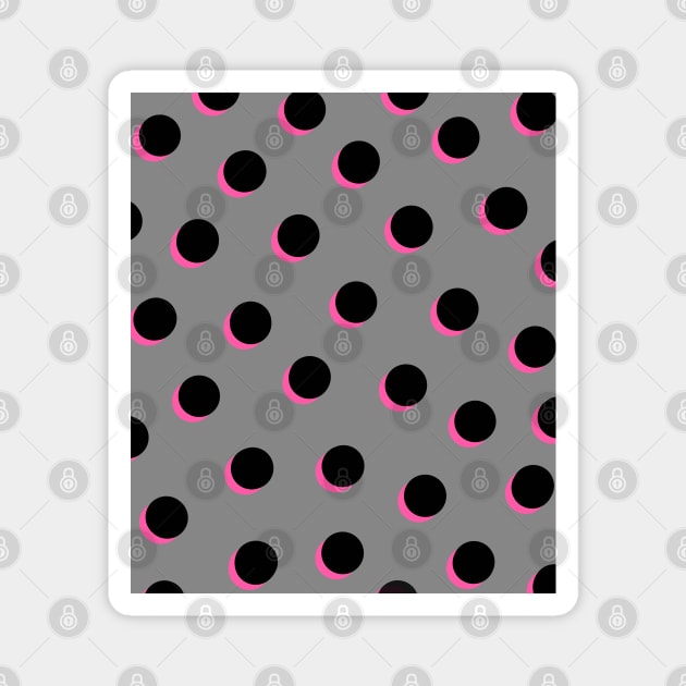 Pink, Grey and Black Polka Dots Spots Magnet by OneThreeSix