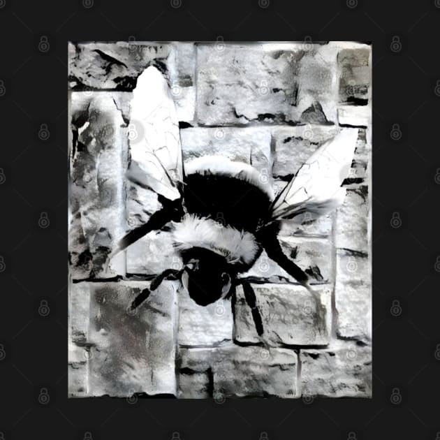 Bee Black and White Spray Paint Wall by Nuletto