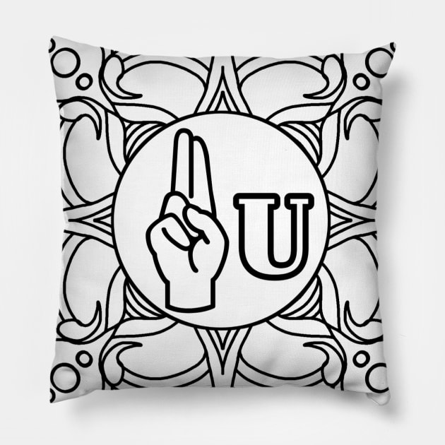 The letter "U" of American Sign Language - Gift Pillow by Rabie