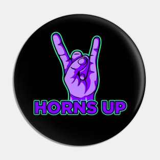 Horns up hand rock and roll music violet art Pin