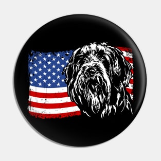 Proud Bearded Collie American Flag patriotic gift dog Pin