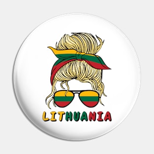 Lietuva Lithuania Flag Girls Lithuanian Girl Kids Pin