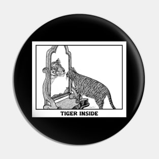 Cat Versus Tiger -  charming illustration of a tabby admiring the tiger inside Pin