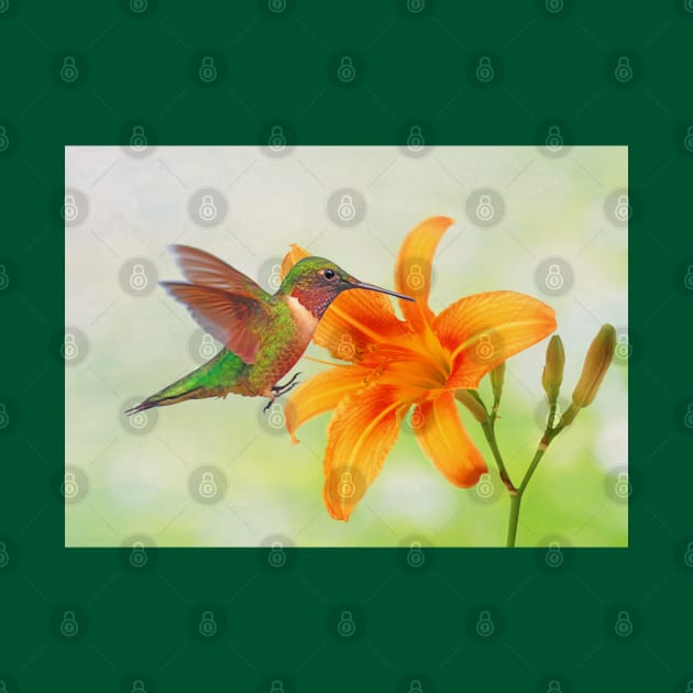 Hummingbird and Orange Day Lily by lauradyoung