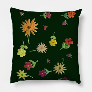 Summer Flowers and Berries Pillow