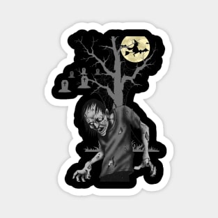 Halloween Zombie Black and White Magnet