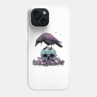 crow and skull Phone Case