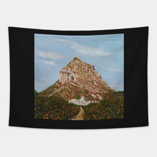 MOUNTAIN MONTGO AND THE ORANGE GROVES, JAVEA, SPAIN Tapestry