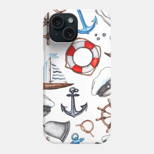 Boat Life Belt Waves Anchor Nautical Pattern Phone Case