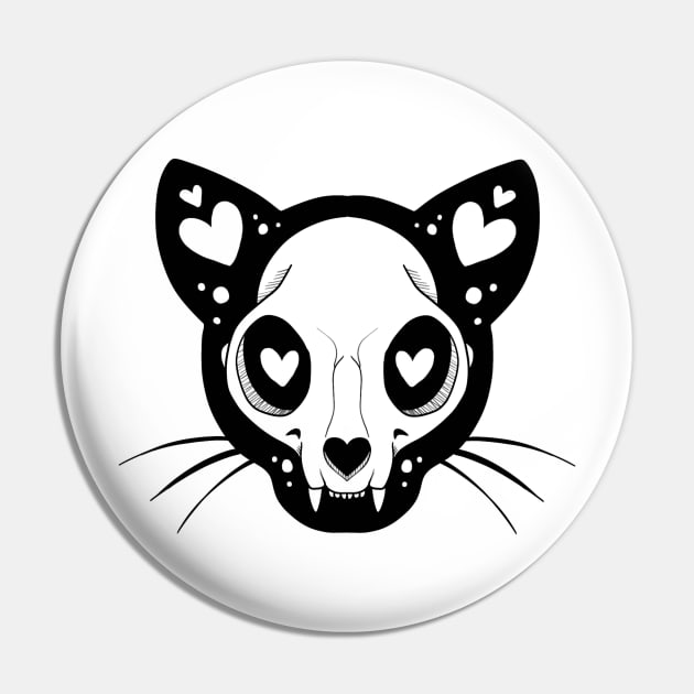 Skull kitty Pin by Jurassic Ink