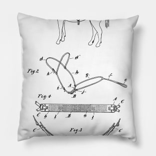 Horse Shield Vintage Patent Hand Drawing Pillow