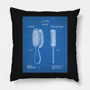 Brush Patent - Hair Stylist Beauty School Decor Art - Blueprint Pillow