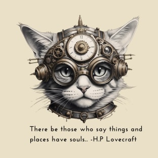 Steampunk Cat- Aviator and Inventor T-Shirt