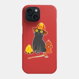 Intense Gaze Fireman Cat - Funny Black Cat Phone Case