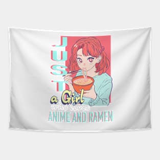 Just a girl who loves anime and ramen pink Tapestry