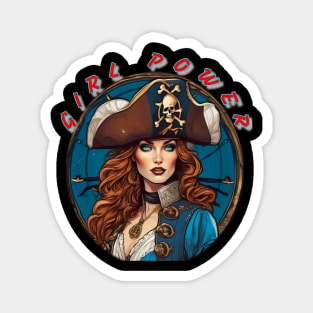 Girl power, stunning pirate girl in blue Magnet