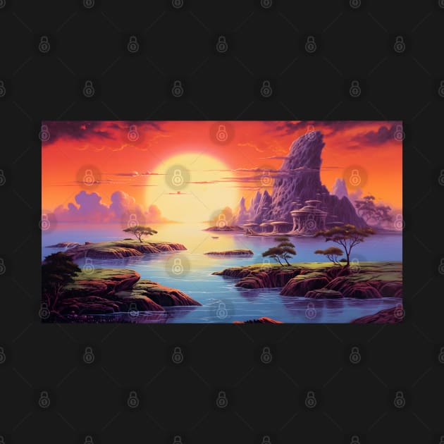 Oceans and islands inspired by Roger Dean by Shirts and Wall art