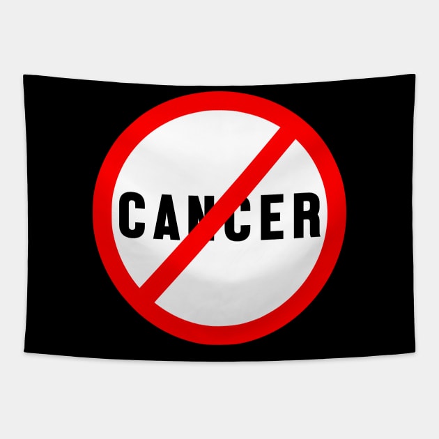 No To Cancer - Red Circle Sign Tapestry by jpmariano