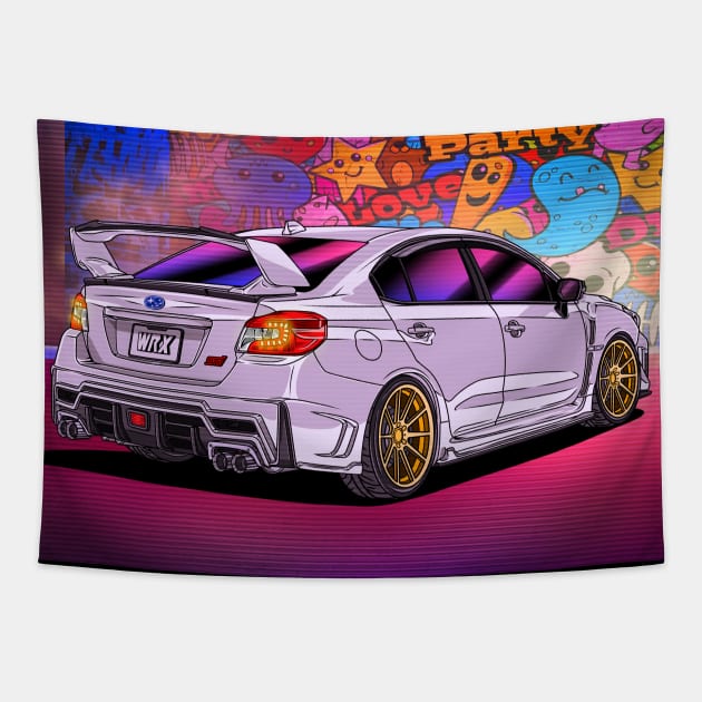 Night Tokyo Subaru Impreza WRX STi Evo Eye 2015 Tapestry by Guyvit