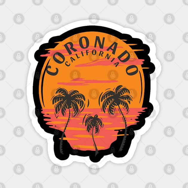 Coronado California Sunset Skull and Palm Trees Magnet by Eureka Shirts