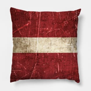 Vintage Aged and Scratched Latvian Flag Pillow