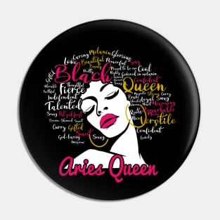 Aries Queen Funny Birthday Gift for Black Women Girl Pin