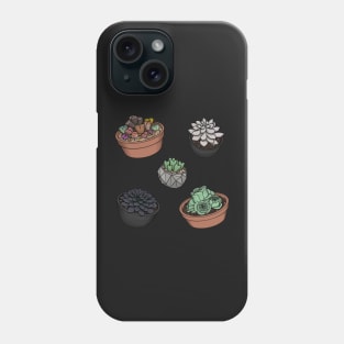 Cute Succulent Sticker Set 2 - Lithops, Ghost Plant, Heart Plant, Black Prince, Greenovia Rose Succulent Phone Case