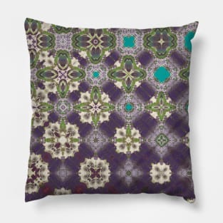 Intricate Purple, Green and Teal Transitional  Pattern - WelshDesignsTP003 Pillow