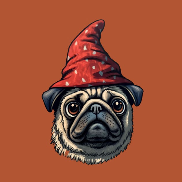 Little Red Wizard Pug by Brilliant Tee Shop