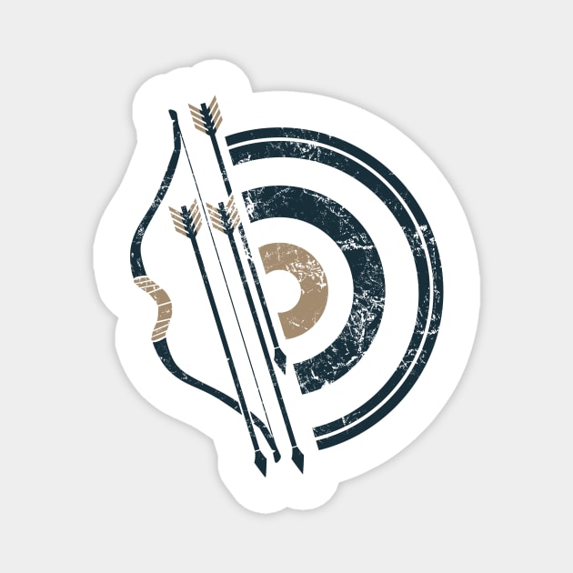 Archer's Delight: Retro Grunge Bow, Arrows and Target Magnet by Malinda