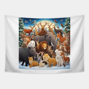 Animal Christmas Tapestry