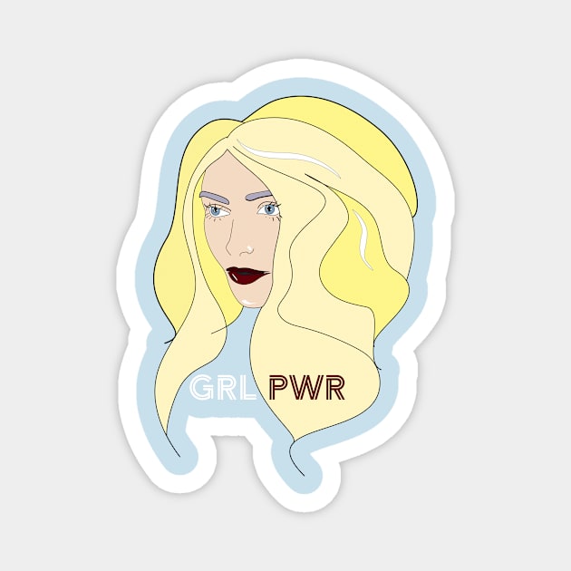 Women Portrait Illustration GRL Pwr Light Hair blue Magnet by Kirovair