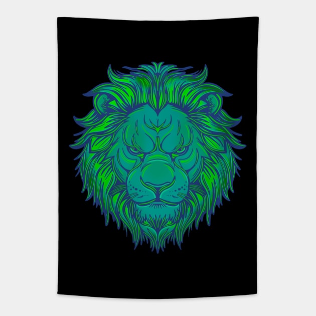 Lime green lion Tapestry by DaveDanchuk